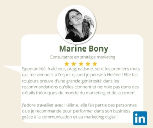 Avis de Marine Bony Consultante en stratégie Marketing