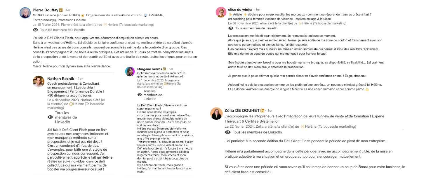 Avis client sur la prospection pour son business