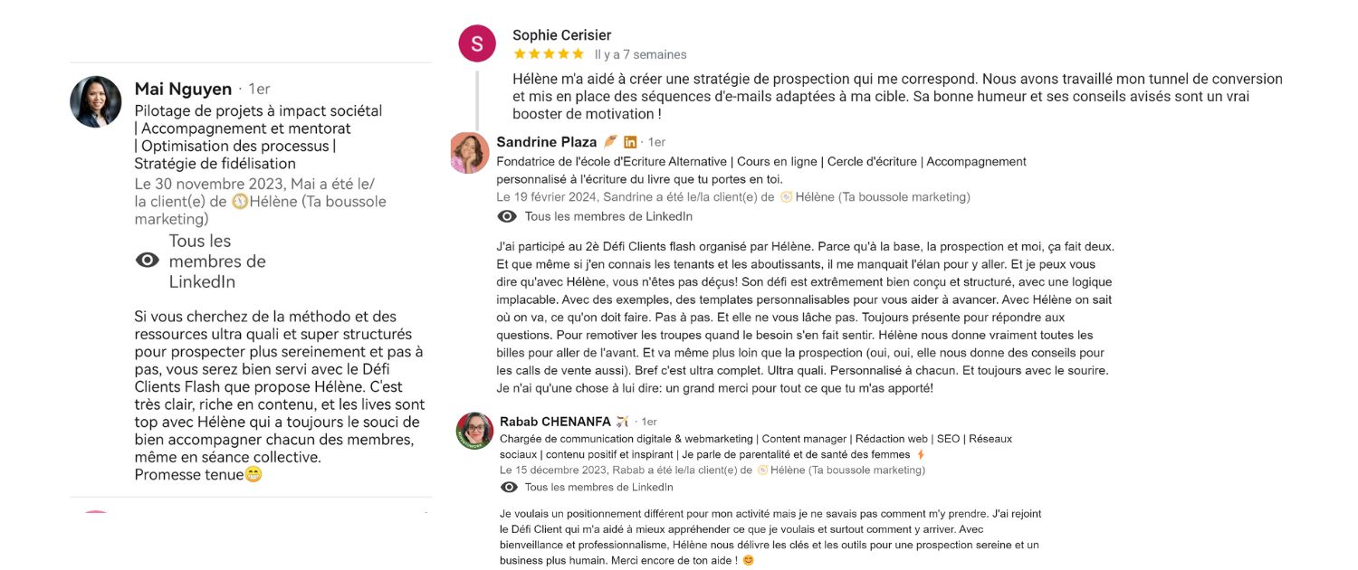 Avis clients sur la prospection